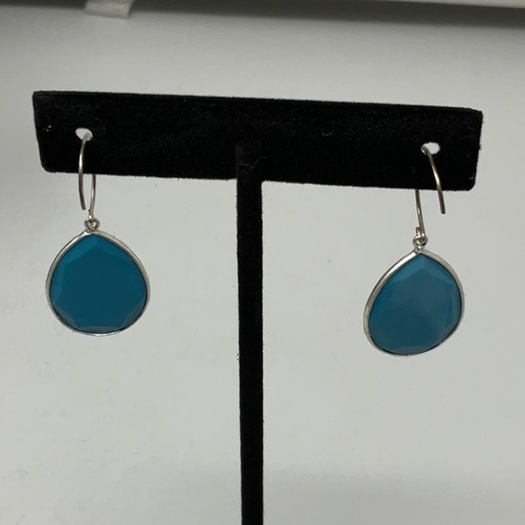 Silver with turquoise stone earrings - Picture 2 of 4